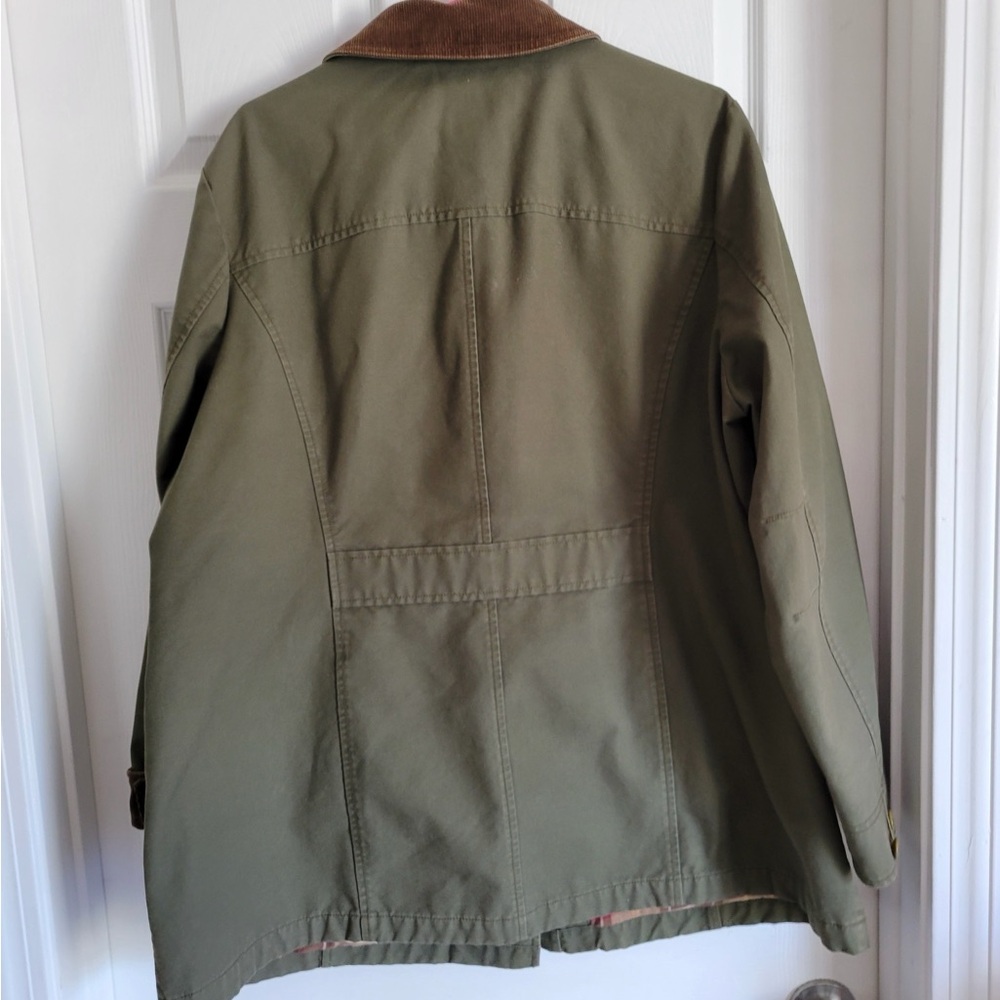 L.L. Bean Women's Barn Jacket-Barn Coat Green with Brown Collar sz1X NWT - Picture 5 of 9